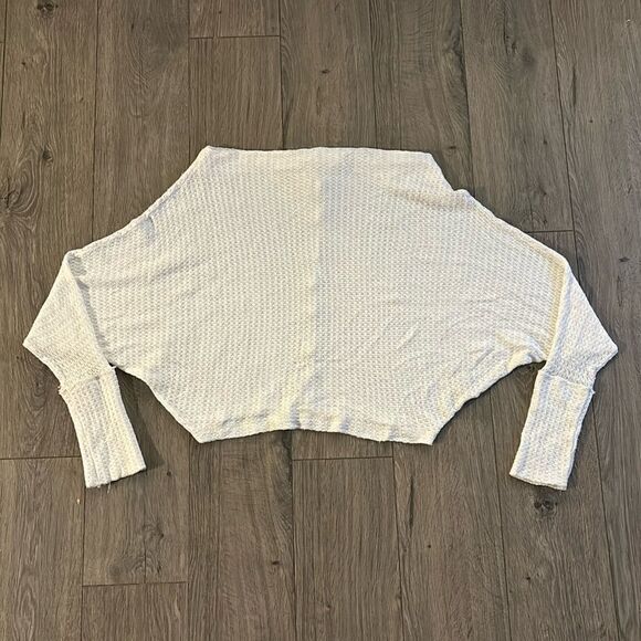 FREE PEOPLE‎ White Boat Neck Bell Sleeve Waffle Knit Top Size XS - Picture 1 of 4
